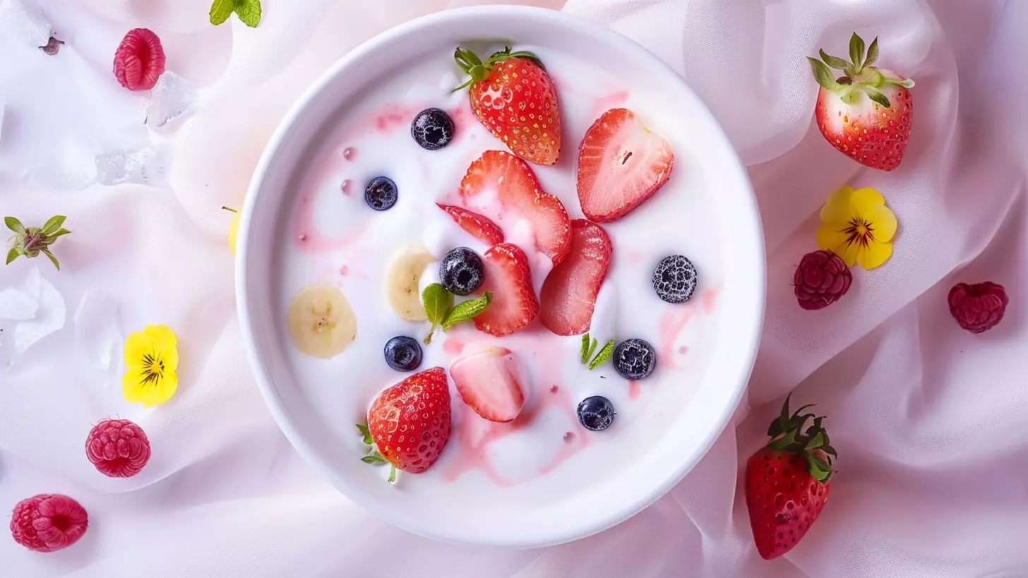 Все, что потребуется для вкусного и питательного завтрака — йогурт и фрукты
