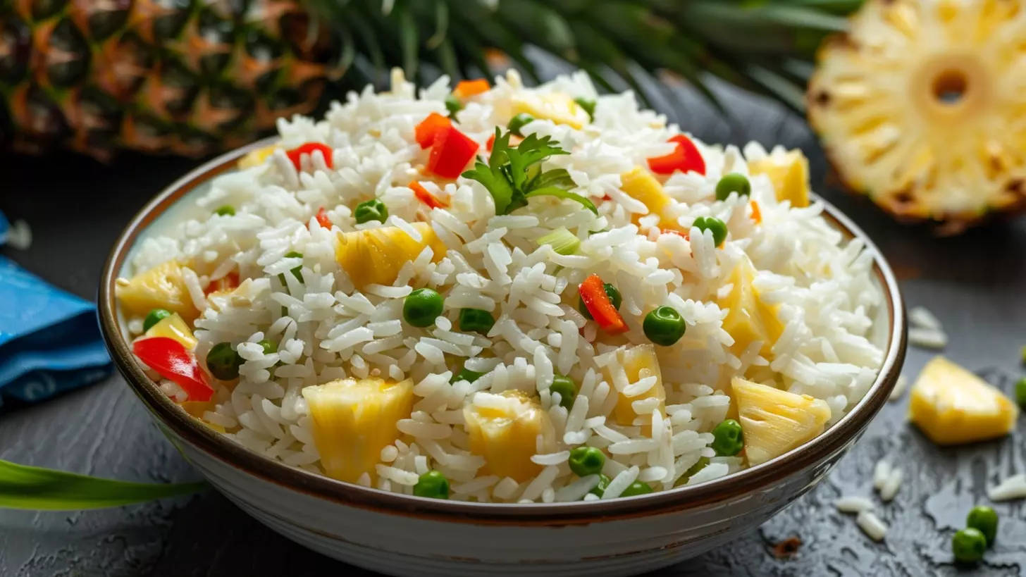 Рецепт риса с ананасами и овощами